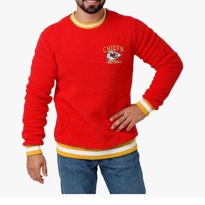 Men's Red Sherpa Crewneck with Yellow-Trim — Kansas City Chiefs Football